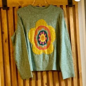 Natural life Sage Floral Pattern NWT  Sweater Large